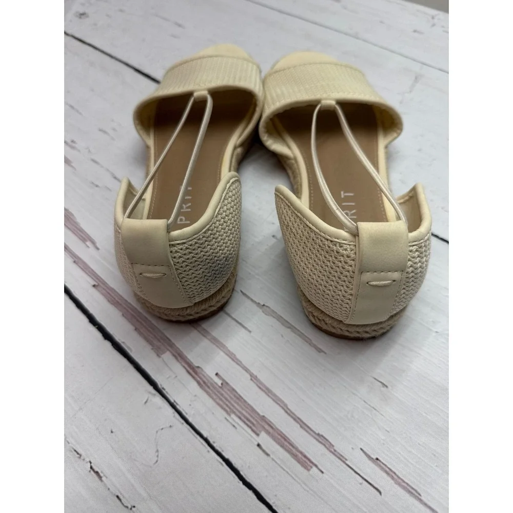 Esprit Ada Cream Beige‎ Woven Espadrille Flat Sandals Womens 8.5M Boho-Chic